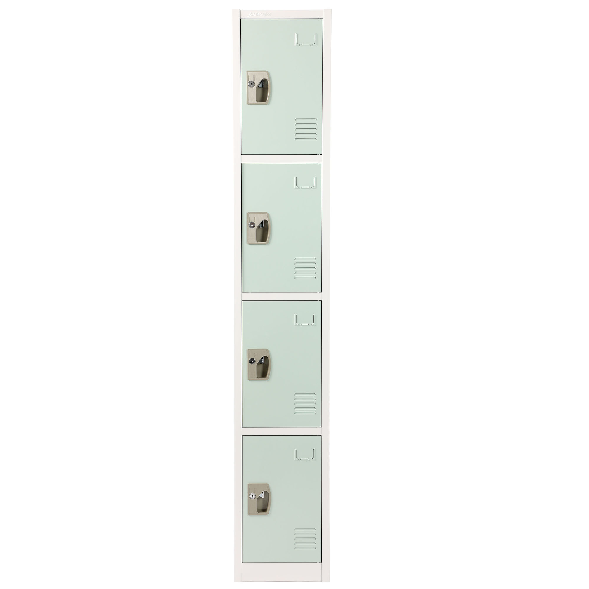 Alpine, 72in.H 4-Tier Steel Storage Locker, Misty Green, Height 72 in, Width 12 in, Color Green, Model# ADI629-204-MGRN